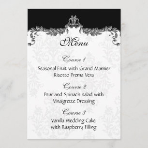 grey wedding menu