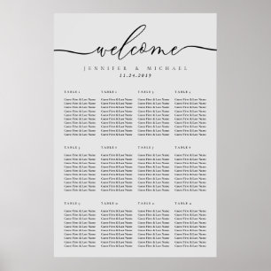 Grey Wedding Minimal modern welcome seating chart