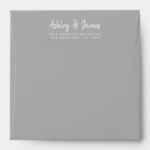 Grey Wedding Return Address Square Envelope