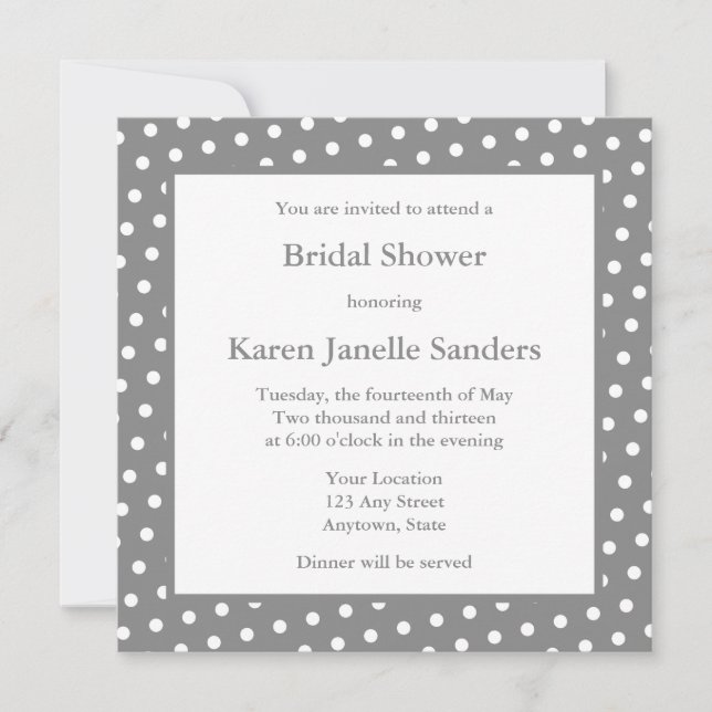 Grey Wedding Shower Invitations or Announcements (Front)