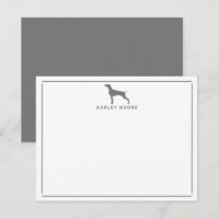 Grey Weimaraner Dog Modern Border Stationery