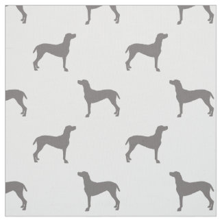 Grey Weimaraner Silhouettes on White Background Fabric