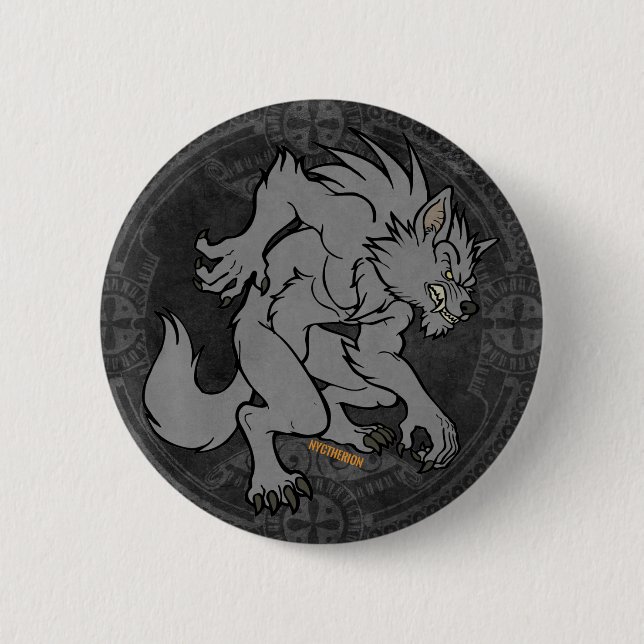 Grey Werewolf 6 Cm Round Badge (Front)