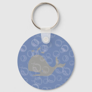 Grey Whale and Bubbles animated Key Ring
