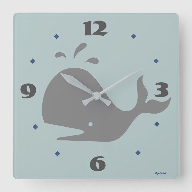 Grey Whale Animals Digital Art Square Wall Clock (Front)