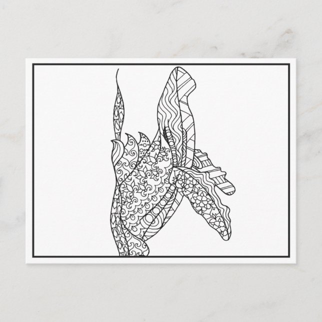Grey Whale Black and White Colouring Postcard (Front)