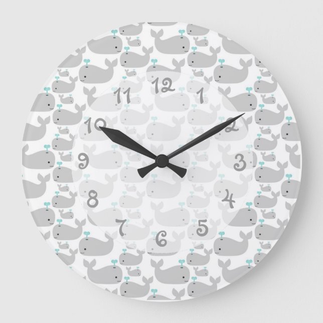 Grey Whale Nursery Large Clock (Front)