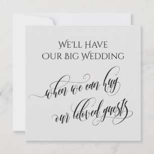 Grey When We Can Hug You Postponed Wedding Invitation