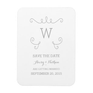 Grey Whimsical Flourish Save the Date Magnet