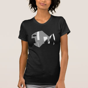 Grey White Abstract Contemporary Fish Abstract Art T-Shirt