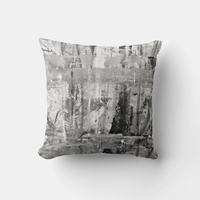 Grey & White Abstract Decor Pillow (Front)