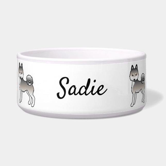 Grey & White Alaskan Klee Kai Dog & Custom Name (Front)
