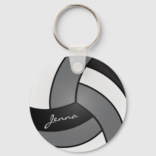 Grey, White and Black Volleyball Key Ring