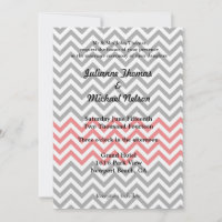 Grey, White and Coral Chevron Wedding