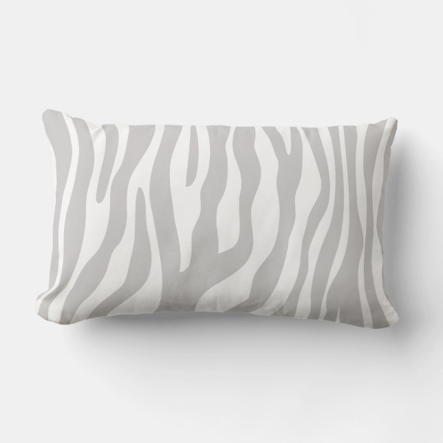 Grey & White Animal Print Pattern Lumbar Cushion (Front)