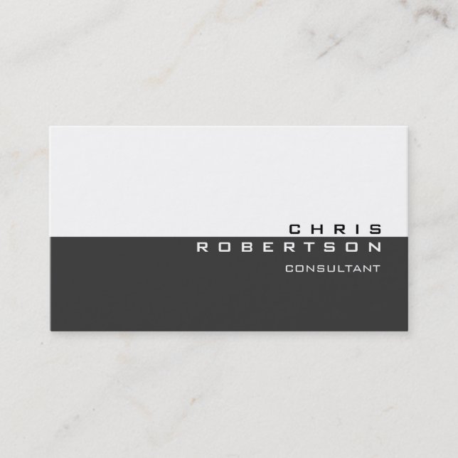 Grey White Attractive Charming Business Card (Front)