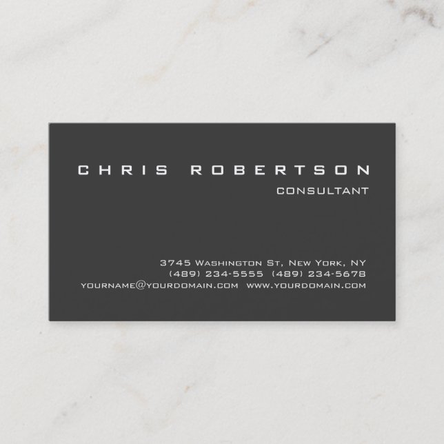 Grey White Attractive Charming Business Card (Front)
