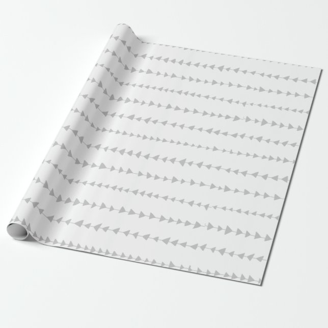 Grey White Aztec Arrows Pattern Wrapping Paper (Unrolled)