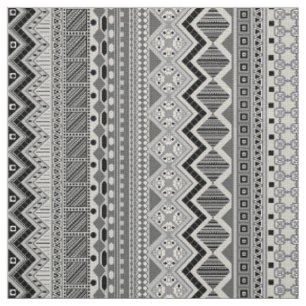 Grey white aztec patterns design fabric