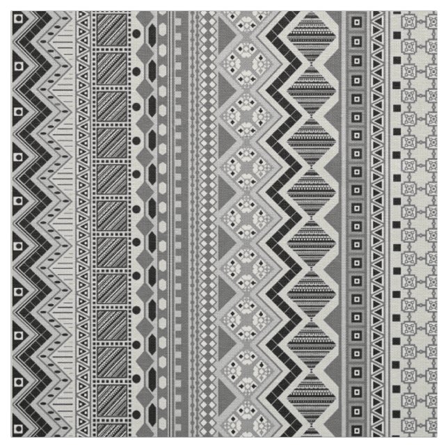 Grey white aztec patterns design fabric (Swatch)