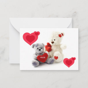 Grey & White Bear & Hearts Valentines Kids Cards