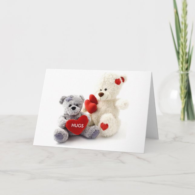 Grey & White Bear with Heart Card (Front)