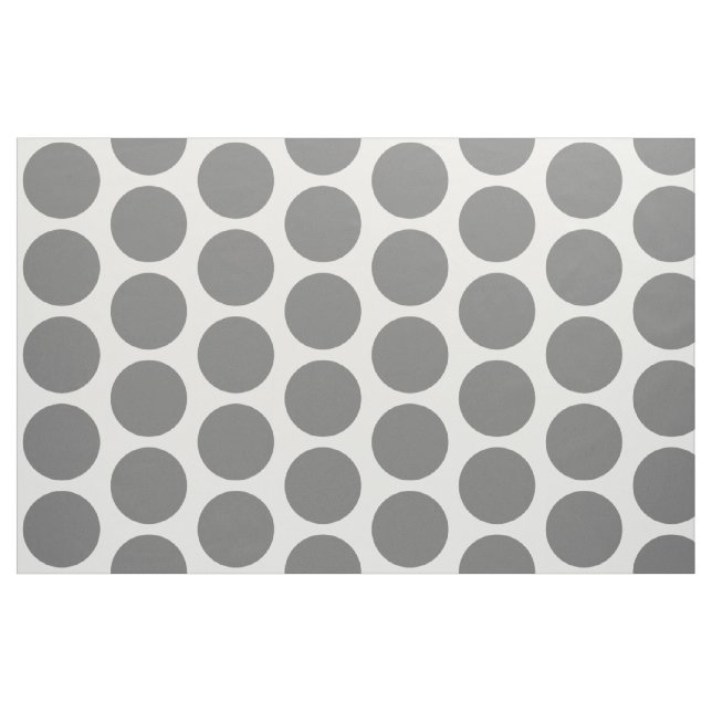 Grey White Big Polka Dots Fabric (Yard)