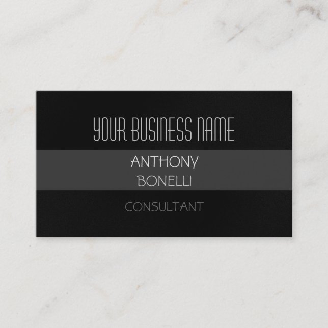 Grey White Black Charming Business Card (Front)