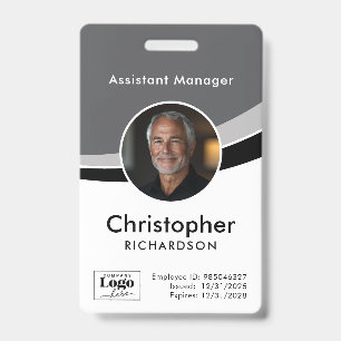 Grey White Black Corporate Employee Photo ID Badge