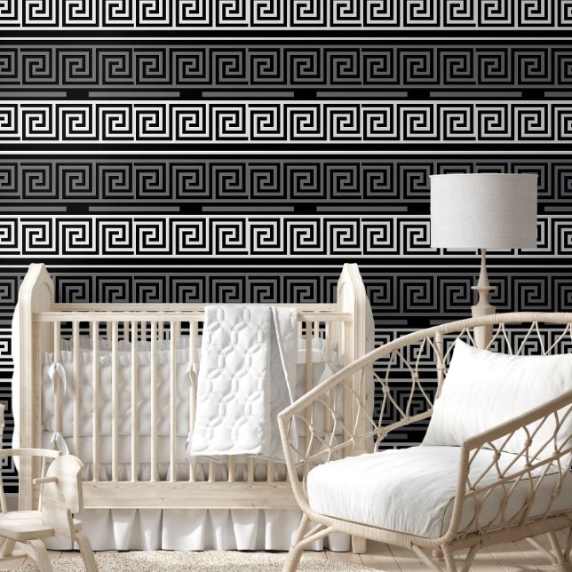 Grey White Black Greek Key Fret Pattern Design  Wallpaper (Creator Uploaded)