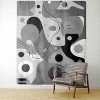 Grey white black, whimsical shapes modern design