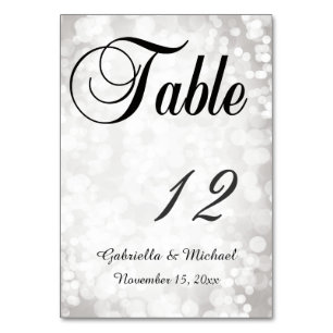 Grey White Bokeh Table Number