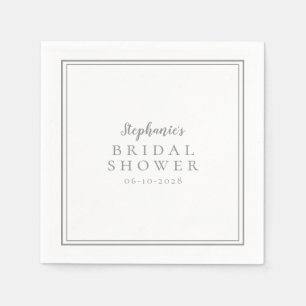 Grey White Bridal Shower Wedding Simple Modern Napkin