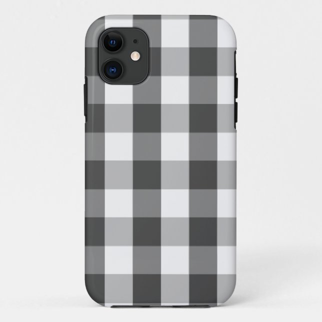 Grey White Buffalo Check Plaid Case-Mate iPhone Case (Back)