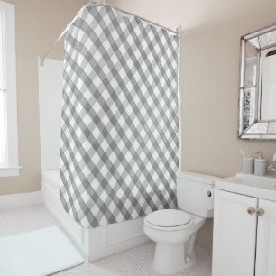 Grey & White Buffalo Plaid Shower Curtain