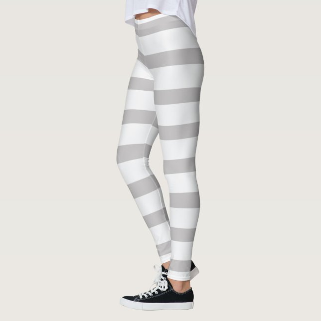Grey White Candy Stripes Leggings (Left)