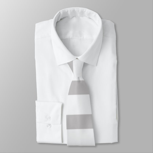Grey White Candy Stripes Modern Tie (Tied)