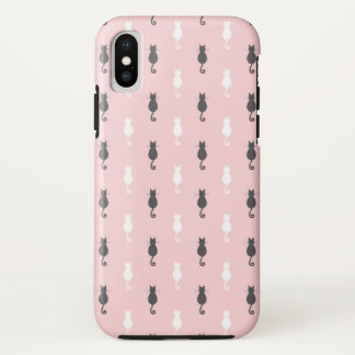 Grey & White Cat Silhouette Pattern Pink Case-Mate iPhone Case