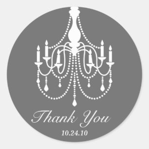 Grey White Chandelier Thank You Classic Round Sticker