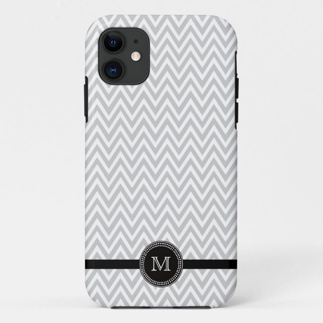 Grey white chevron monogram iphone 5 case (Back)