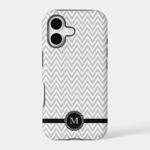 Grey white chevron monogram iphone 5 case