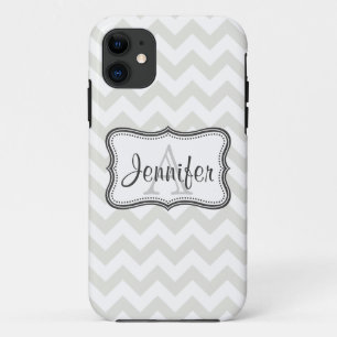 Grey & White Chevron Monogram iPhone 5 Case-Mate iPhone Case