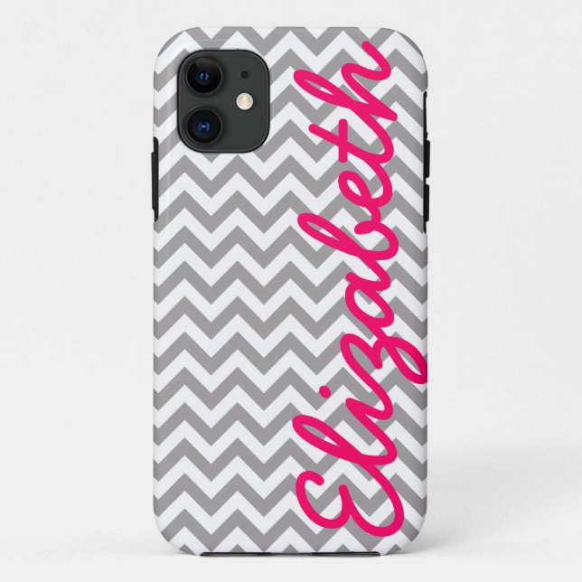 Grey White Chevron Pattern Case-Mate iPhone Case (Back)