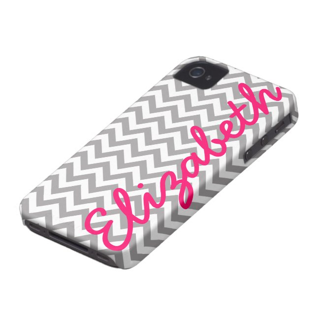 Grey White Chevron Pattern Case-Mate iPhone Case (Bottom)