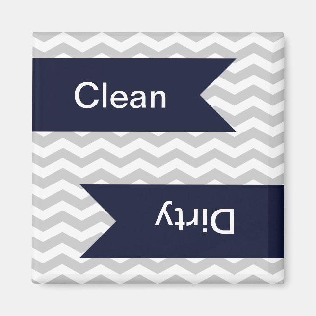 Grey & White Chevron Pattern Dishwasher Magnets (Front)
