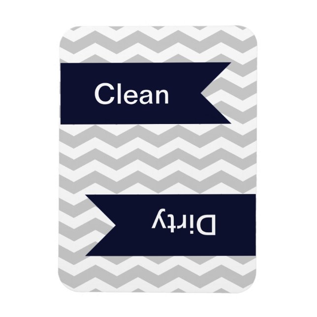Grey & White Chevron Pattern Dishwasher Magnets (Vertical)