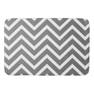 grey white  chevron Pattern modern bath mat