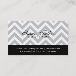 Grey White Chevron   Simple, Minimal, Professional Business Card