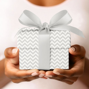 Grey & White Chevron Stripe Baby Shower Wrapping Paper