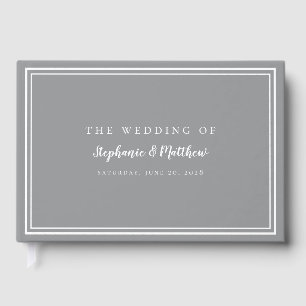 Grey White Classic Simple Modern Wedding Elegant G Guest Book